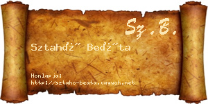 Sztahó Beáta névjegykártya